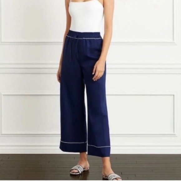 NWT Hill House Skylar Linen Pants in Navy Medium - Picture 1 of 9